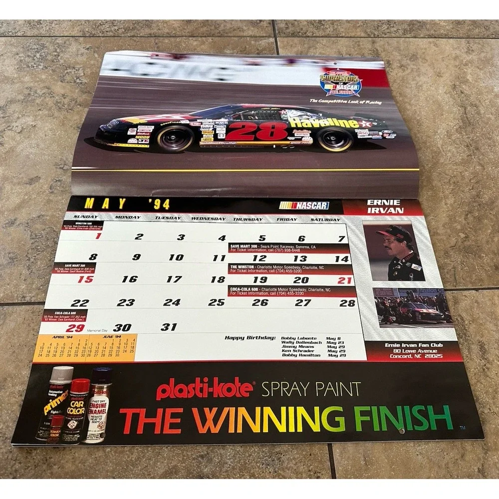 1994 superstars of NASCAR calendar.  Mark Martin, Bill Elliott, Ken Schrader.